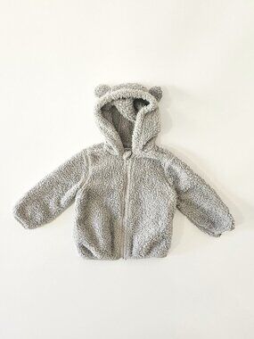 Old Navy Fleece Bear Zip Hoodie Oversized Sherpa Zippered Sweatshirt 2T